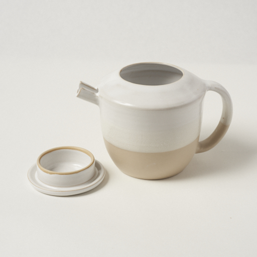 Théière - Blanc et beige – Image 2