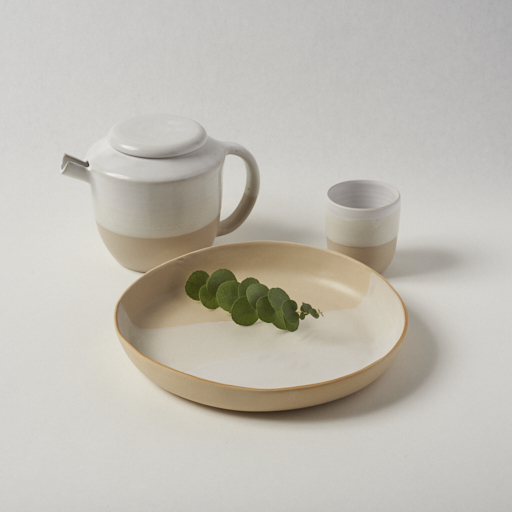 Théière - Blanc et beige – Image 4